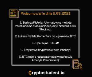 Newsy i analizy ze strony Cryptostudent.io - podsumowanie najważniejszych informacji dnia. | Cryptostudent.io - kryptowaluty, blockchain, szkolenie, kurs Bitcoina platforma e-learningowa 05.05 cs