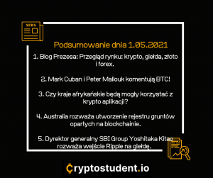 Majówkowe podsumowanie dnia - newsy i analizy z Cryptostudent.io | Cryptostudent.io - kryptowaluty, blockchain, szkolenie, kurs Bitcoina platforma e-learningowa 1.05 cs