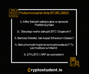 Newsy i analizy dnia ze strony Cryptostudent.io - aktualności dnia! | Cryptostudent.io - kryptowaluty, blockchain, szkolenie, kurs Bitcoina platforma e-learningowa cs 7.05