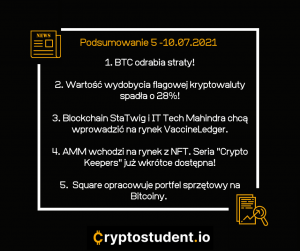 Najważniejsze wiadomości minionego tygodnia. Sprawdź, co dzieje się w świecie krypto! | Cryptostudent.io - kryptowaluty, blockchain, szkolenie, kurs Bitcoina platforma e-learningowa 5 10 cs