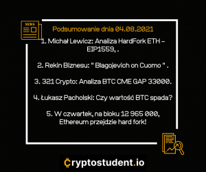 Raport dnia - analizy i newsy ze strony Cryptostudent.io | Cryptostudent.io - kryptowaluty, blockchain, szkolenie, kurs Bitcoina platforma e-learningowa 04.08 cs