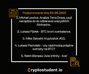 Analizy i newsy - telegram najważniejszych informacji dnia! | Cryptostudent.io - kryptowaluty, blockchain, szkolenie, kurs Bitcoina platforma e-learningowa 99.08 cs