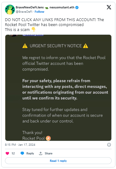 Alert! Konto Rocket Pool X zhakowane! | Cryptostudent.io - kryptowaluty, blockchain, szkolenie, kurs Bitcoina platforma e-learningowa image 22
