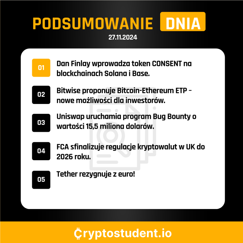 27.11.2024 - kryptowalutowe podsumowanie dnia z Cryptostudent.io | Cryptostudent.io - kryptowaluty, blockchain, szkolenie, kurs Bitcoina platforma e-learningowa Formatka podsumowania 1080 x 1081 px 1080 x 1080 px 1080 x 1081 px 1080 x 1080 px 1